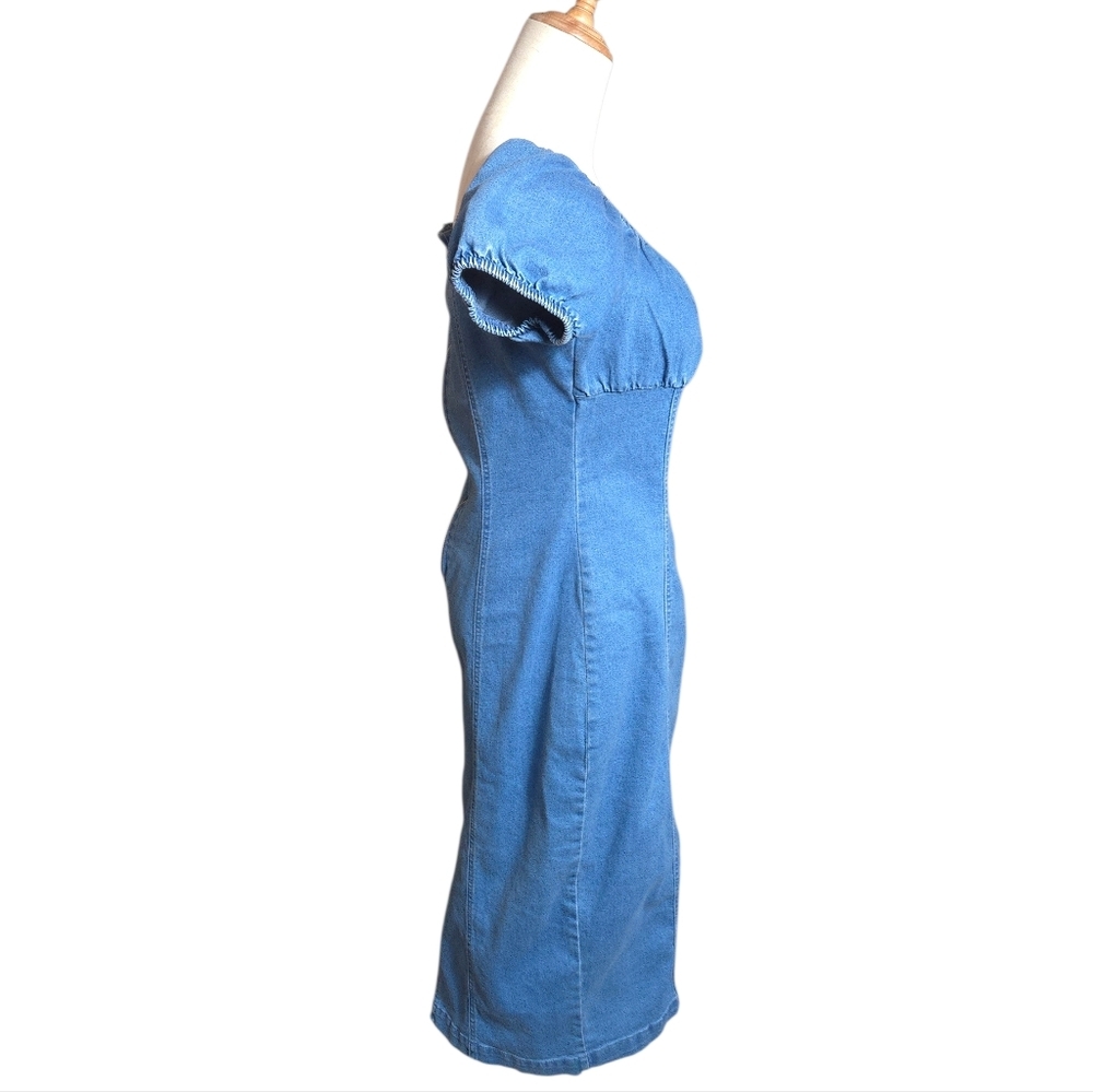 Derek Heart Y2K Blue Denim Midi Dress - Picture 5 of 9
